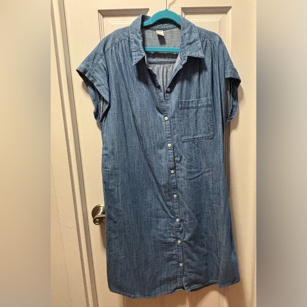 Old Navy - Blue Denim Shirt Dress - size Medium Petite